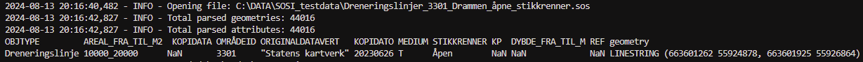 Example SOSI-file loaded into GeoDataFrame